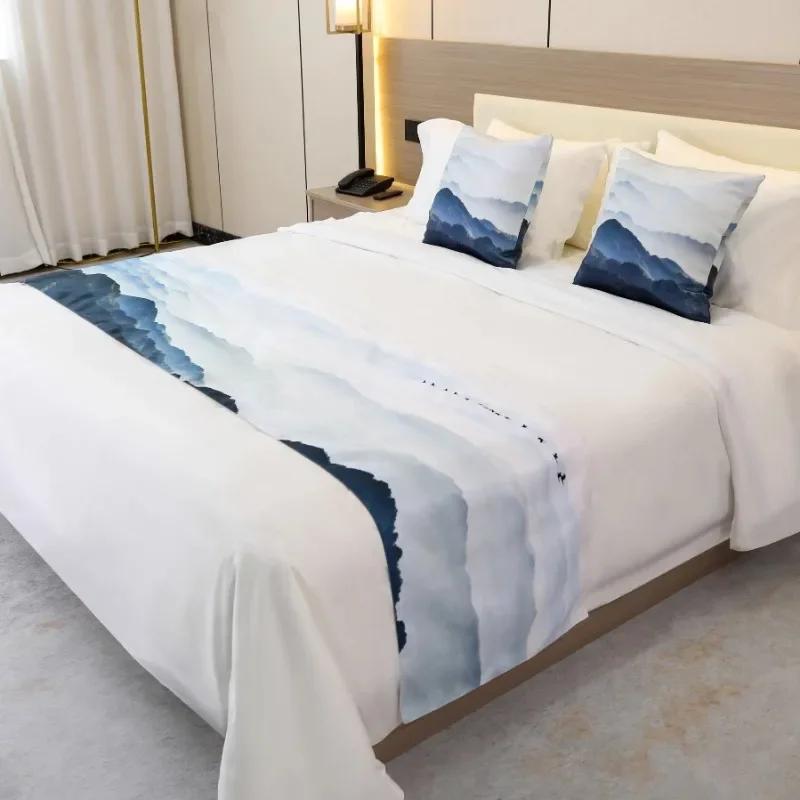 Solid color Bedspreads Bed Runner Double Layer Bed Flag Throw Bedding Single Queen King Bed Cover Towel Home Hotel Decorations