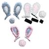 Cartoon Bunny Ears Helmet Plush Ears Decor Set for Bike Scooter Ski Helmet for Easter Party