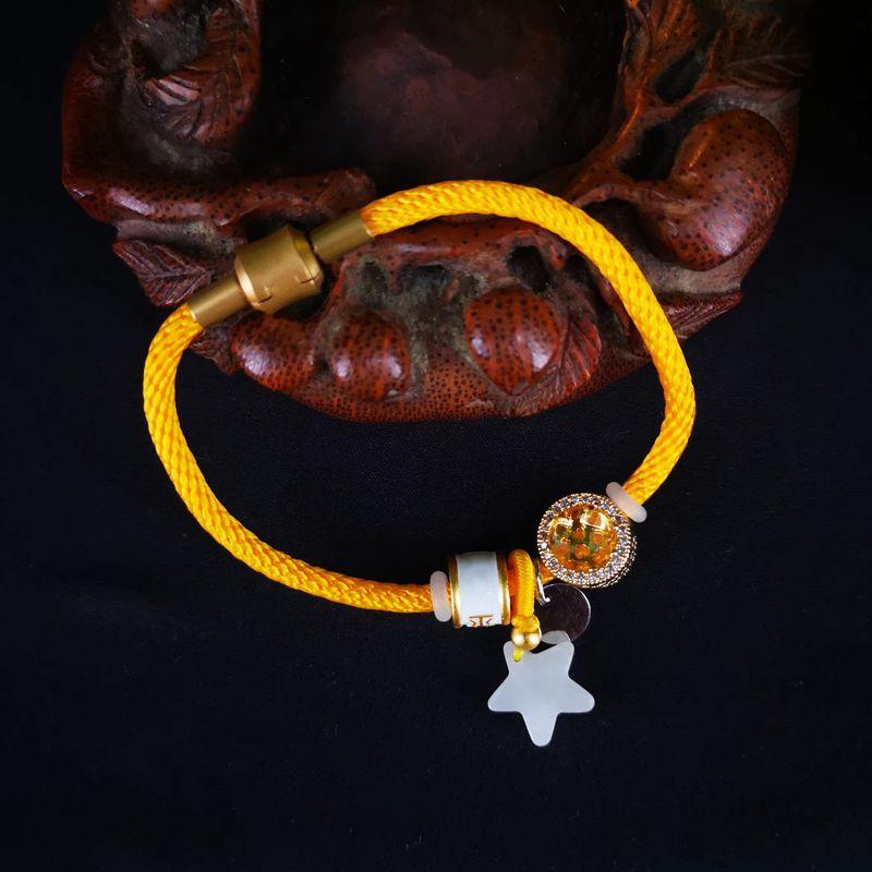 

Настоящие товары Синьцзянский хотанский нефрит Браслет энергетический «Счастливая звезда» Наручный шнурок Женские украшения Venus