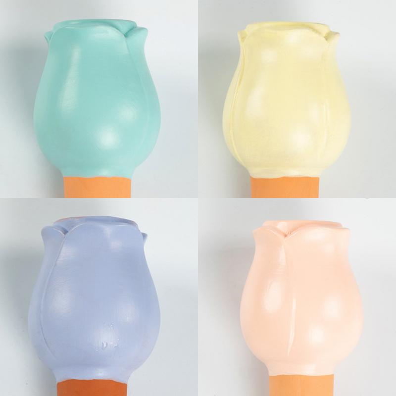 Terracotta Watering Spikes 4X Decorative Flower-Shaped Natural Plant Waterer Devices Auto-Water Irrigation System Automatic