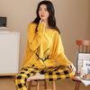 Women's Winter Pajamas Set Korean Version 18 Colors Long Sleeve Loose Fit Large Size Comfortable Sleepwear Two Piece Homewear Suit