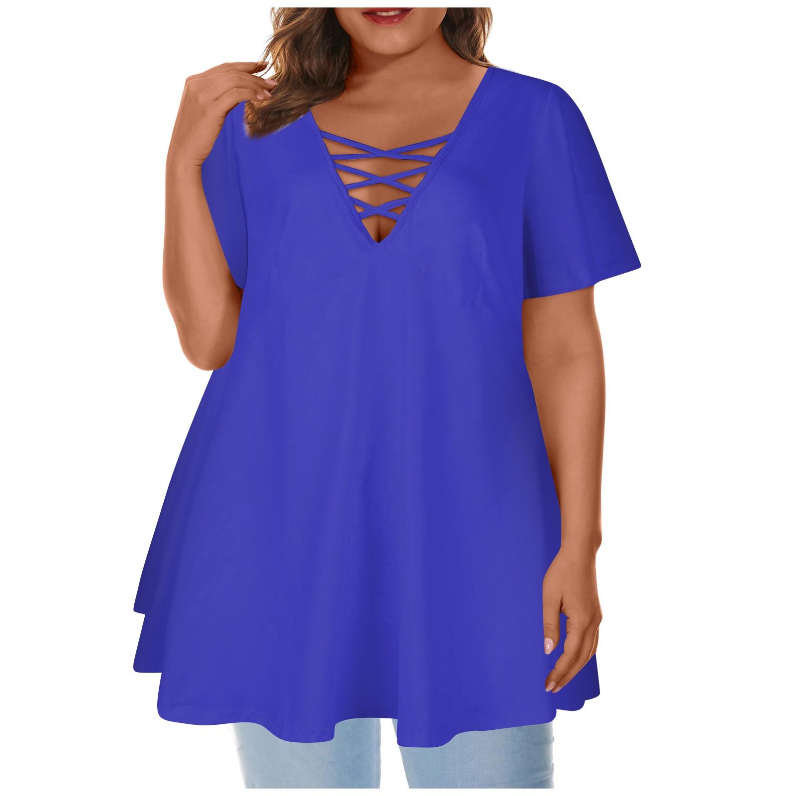 Женский большой топ с круглым вырезом — фото 13