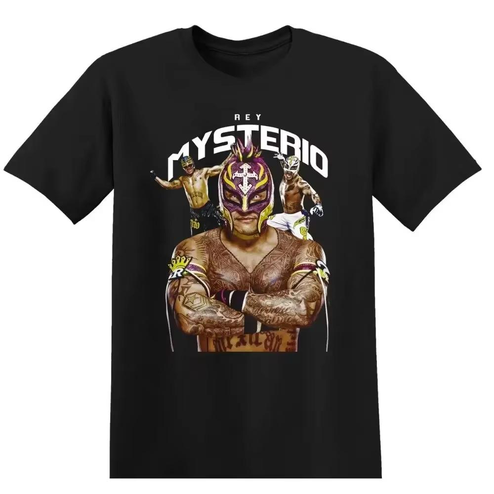 The Rock Wrestling T-skjorte Svart WWE Jeff Hardy Wrestling T-skjorte Randy Orton Ray Mysterio Wrestling T-skjorte WWE Oversize Casual Topp