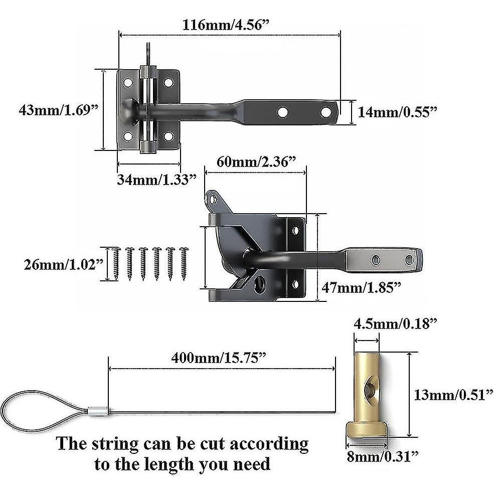 Lock Gate Gravity Latch Automatic Latch for Metal Wooden Fence Stainless Steel Spring Loaded Adjustable Latch Extension Fastener 1pcs