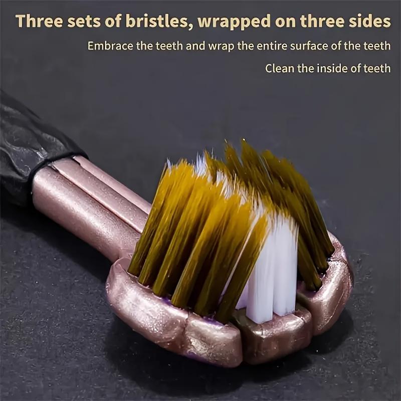 Lot de 10 brosses à dents pour adultes à poils ultra-doux 3D à trois côtés - Soin doux des gencives, Nettoyage en profondeur, Sans formaldéhyde, Couverture complète de la tête