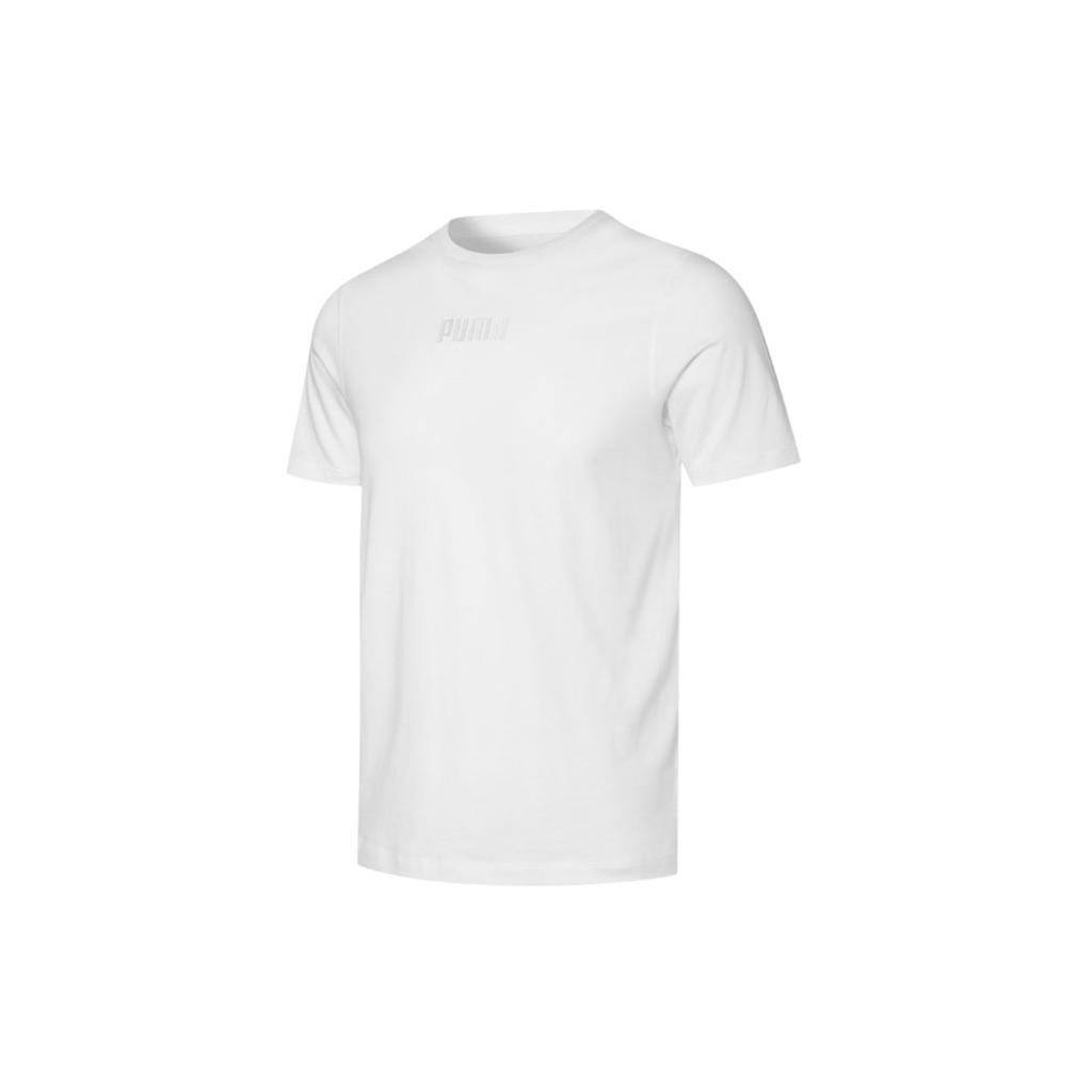 Puma Modern Basics Tee Solid Logo Embroidery Sports Crew Neck Short Sleeve T-Shirt Men Tops White 847669-02
