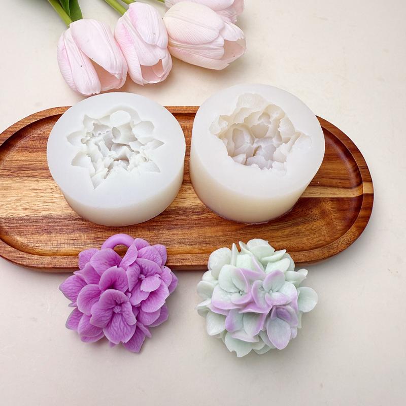 Hydrangea Flower Silicone Mold Diy Aromatherapy Candle Gypsum Resin Clay Mold Kitchen Baking Cake Decoration Flower Mold