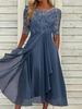 European and American women's clothing chiffon splicing lace hollow dress bridesmaid evening dress party dress