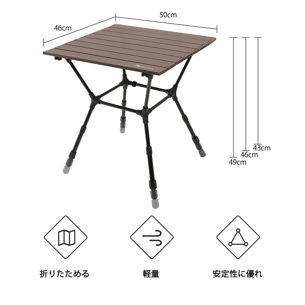 MOON LENCE Camping Table More Stable Outdoor 3 Steps Height Adjustable Aluminum Alloy Roll Table BBQ Foldable Compact Heat Resistant Load Capacity