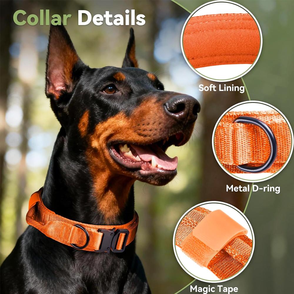 Tactical Dog Collar With Handle Adjustable Military Nylon Collar Comfortable & Durable Heavy Duty For Medium And Large Dogs