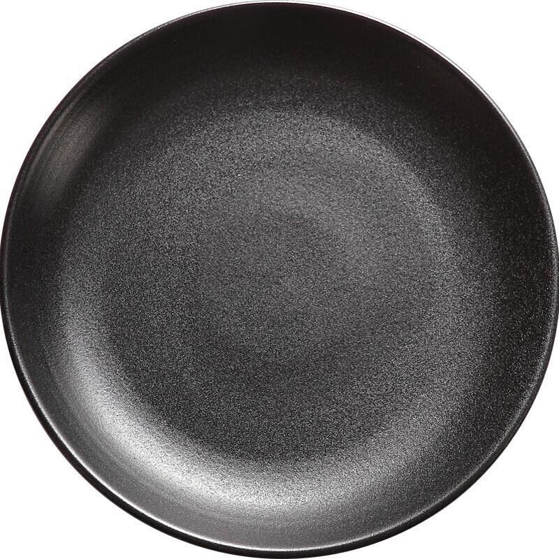 Black Matte Ceramic Flat Dinner Plate Set