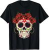 Floral Sugar Skull Tshirts for Women Dia De Los Muertos Girl T-Shirt