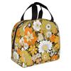 Colorful Boho Floral Bright Blossoms Print Lunch Bag Portable Thermal Cooler Insulated Bento Box for Kids Food Tote Bags