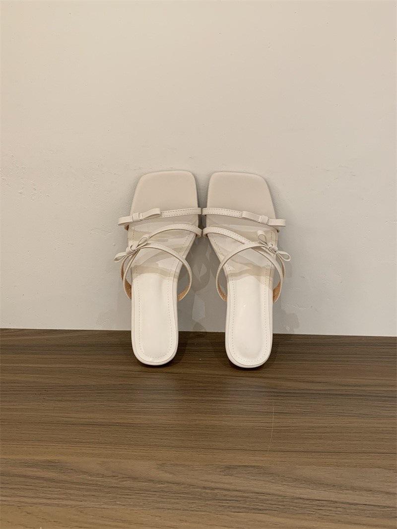 

French open-toed cool slippers female 2025 summer new pink with skirt fairy slope heel wearing beach Roman shoes 35