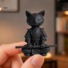 Modern Cat Art Piece 3D Printed Knight Figurine, Meditating Desk Decor with Zen Warrior Pose, Ornament Minimalist Frosted Animal Sculpture for Office