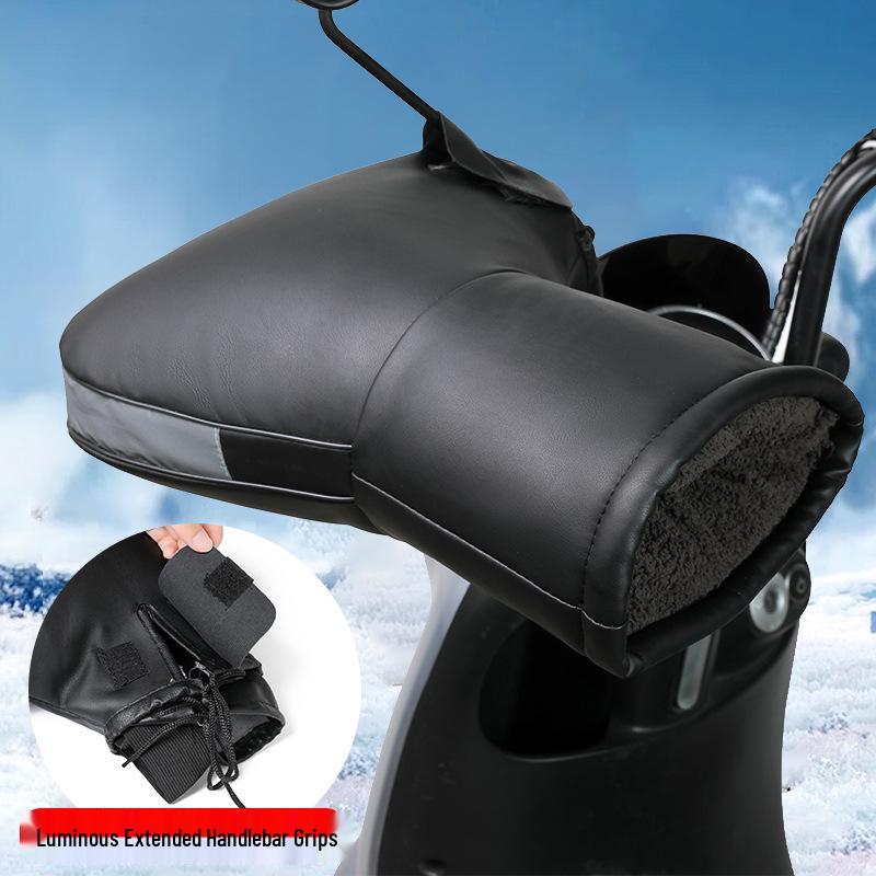 Winter Warm Waterproof Electric Vehicle Handlebar Cover Gloves - Cold-Proof, Windproof, Thickened Handguards for Motorcycles and Tricycles