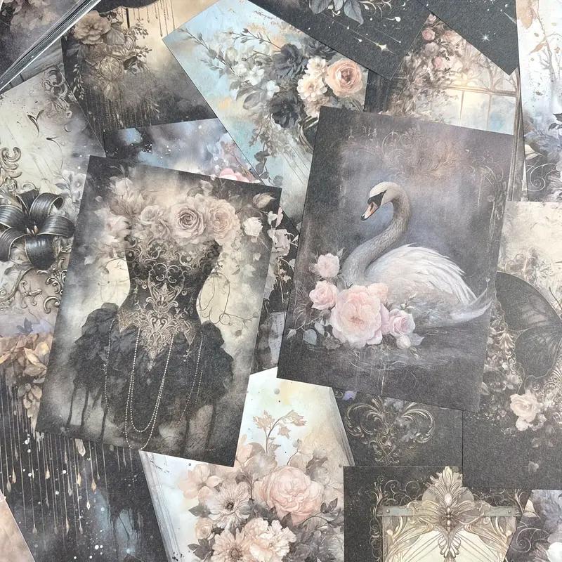 50sheets Retro Scrapbook Material Paper Hand Account DIY Collage Decoration Background Craft Paper