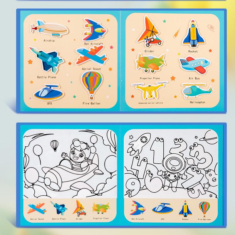 Cross-Border Children's Water Painting & Graffiti Coloring Quiet Book for Early Education