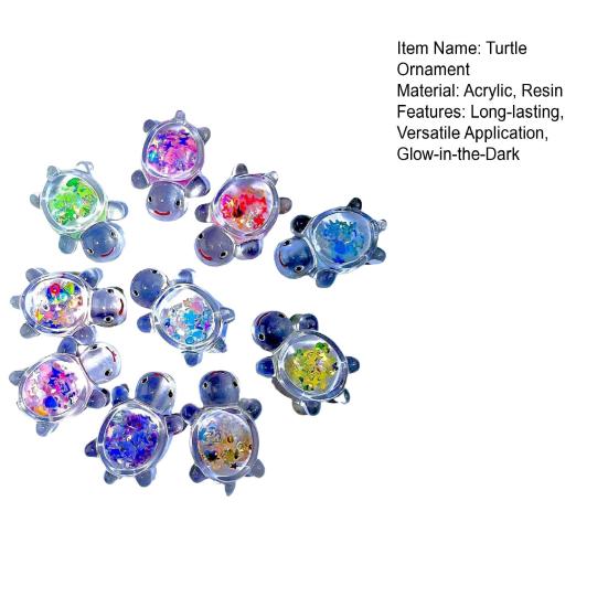 10 Pcs Mini Turtle Ornaments Miniature Turtles with Glow-in-the-Dark Sequins Mini Turtle Figurines for Planter Terrarium Decoration Miniature Gardens