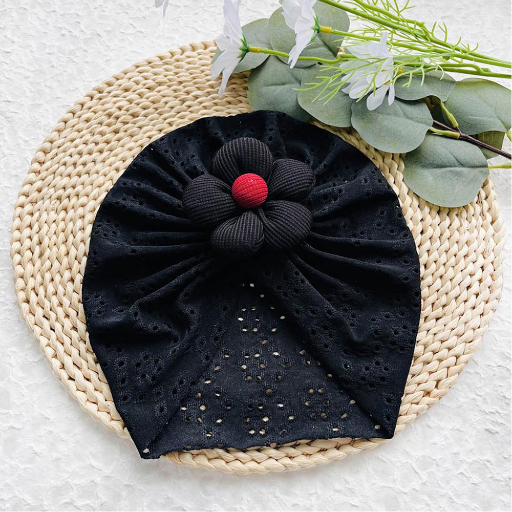 Lovely Flower Baby Hat Elastic Newborn Indian Cap Hollow Breathable Turban Baby Girls Hats Beanies Kids Infant Hair Accessories