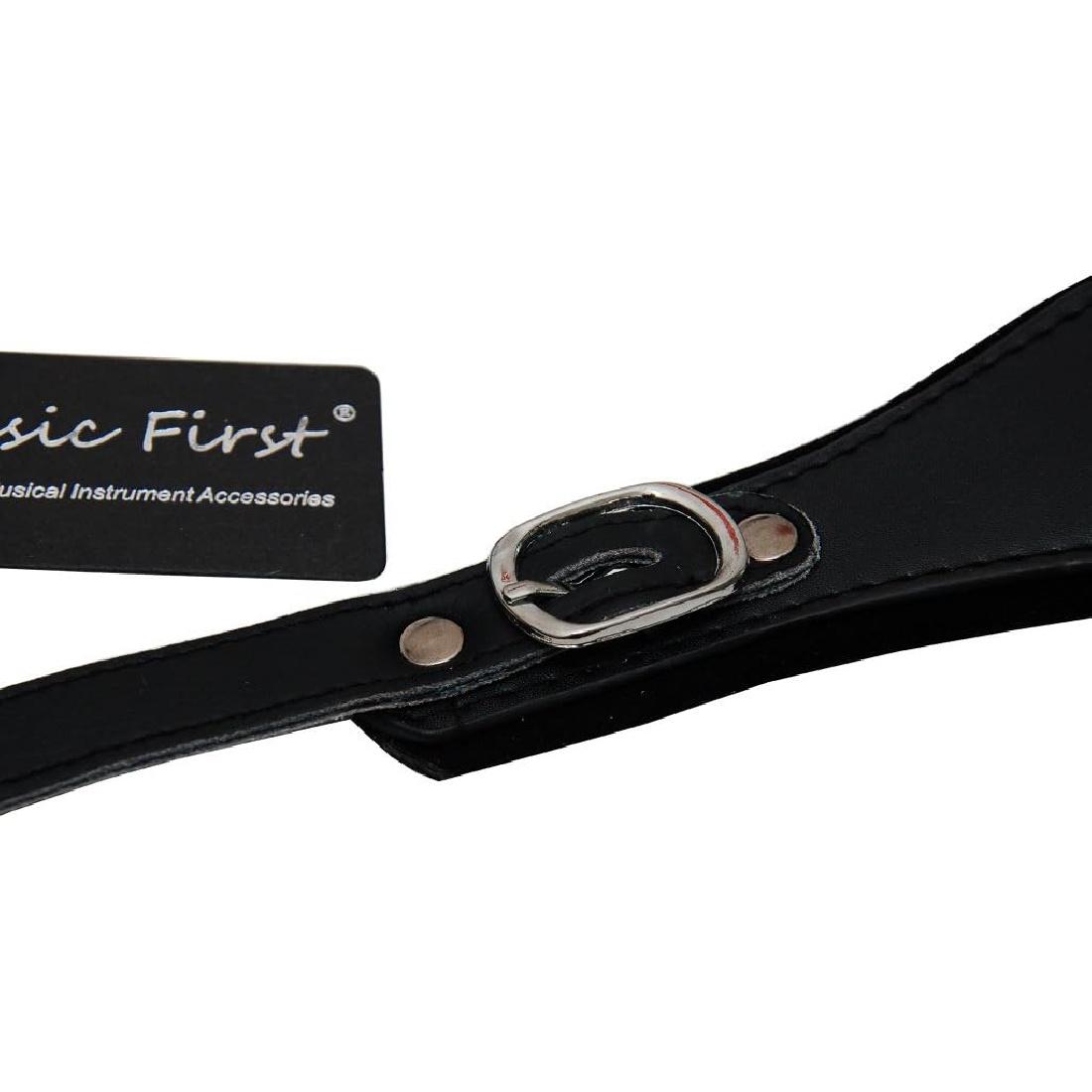 

MUSIC FIRST Black Genuine Leather Super Wide Thick Comfortable 96 120 BASS Accordion Shoulder Strap Set Accordion Belt With FAST-ON BACK STRAP WITH CLASSICAL BACK STRAP