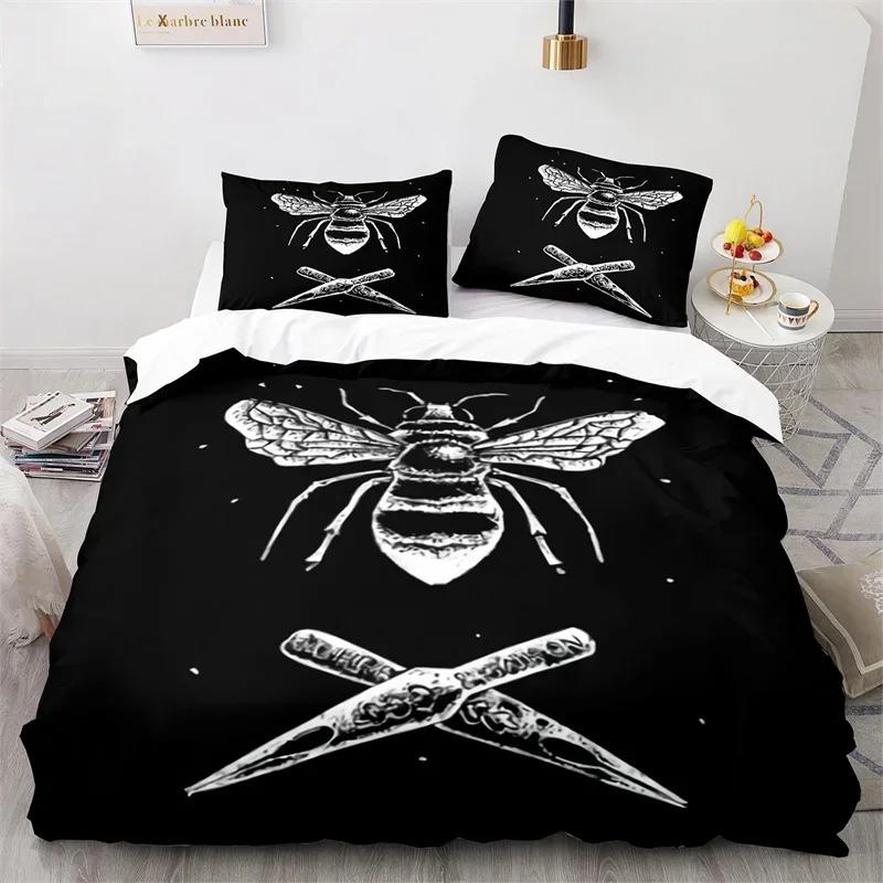 Comforter Cartoon Bee Insect Honeybee Bedding Set Microfiber Wild Animal Comforter King For Teens Boys Kawaii Home Decor