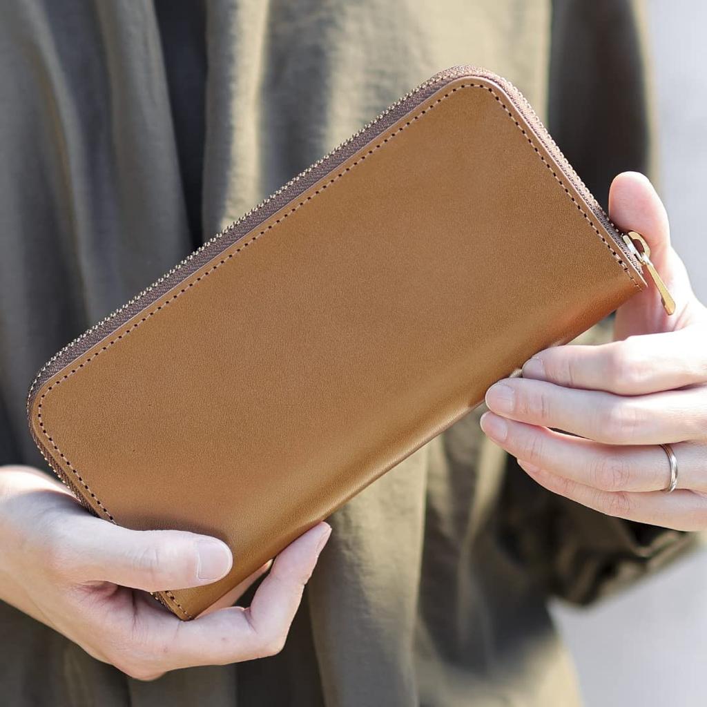 VINCENT CRAFTED Web Made in Japan Tochigi Leather Vono Round Long Passbook Large Genuine Leather Wallet for Men and LIO Exclusive Wallet, Aniline,