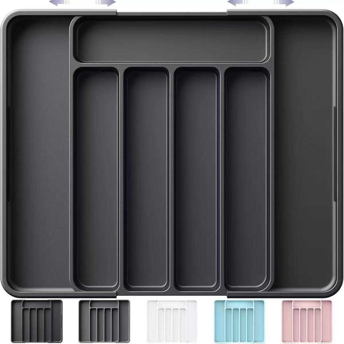 

Expandable Multifunctional Silverware Divider and Storage Box for Kitchen Drawer