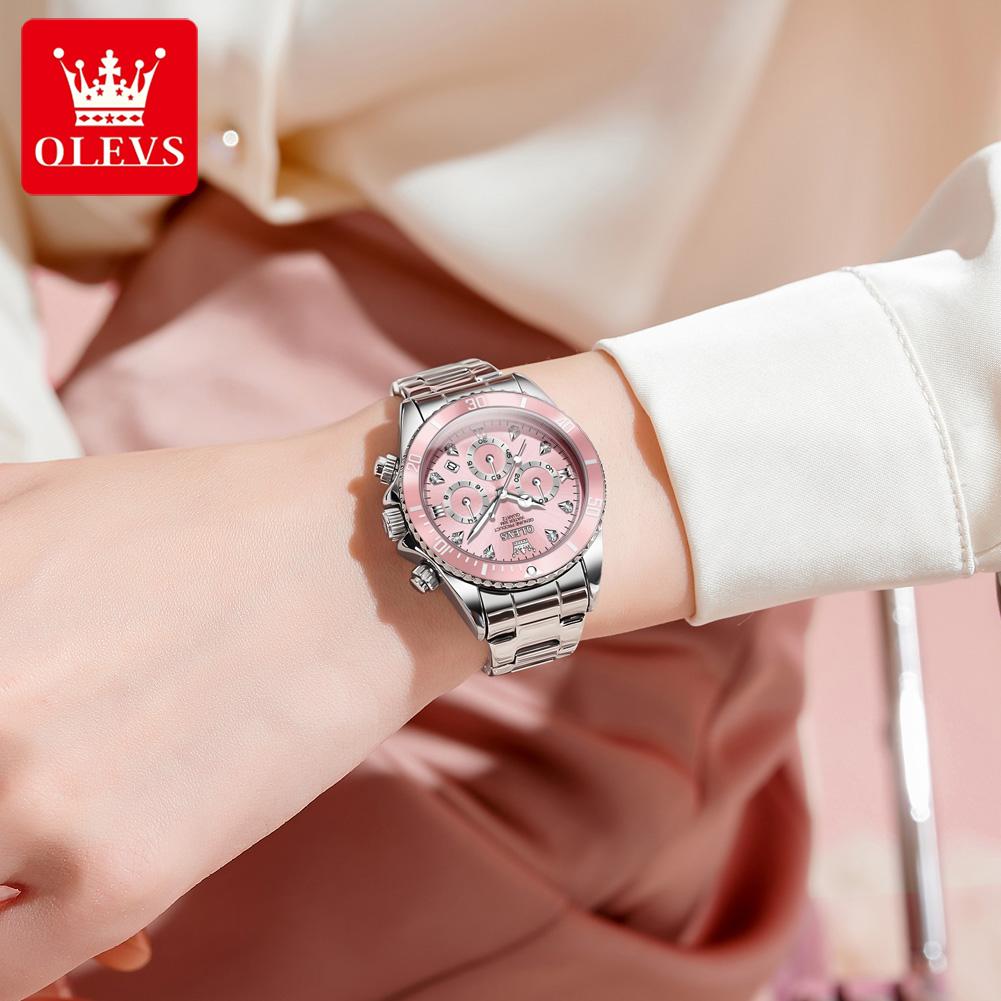 OLEVS Luxury Women Watch Original Quartz Watch Multi Functional HD Date Waterproof Luminous Chronograph Women Watch