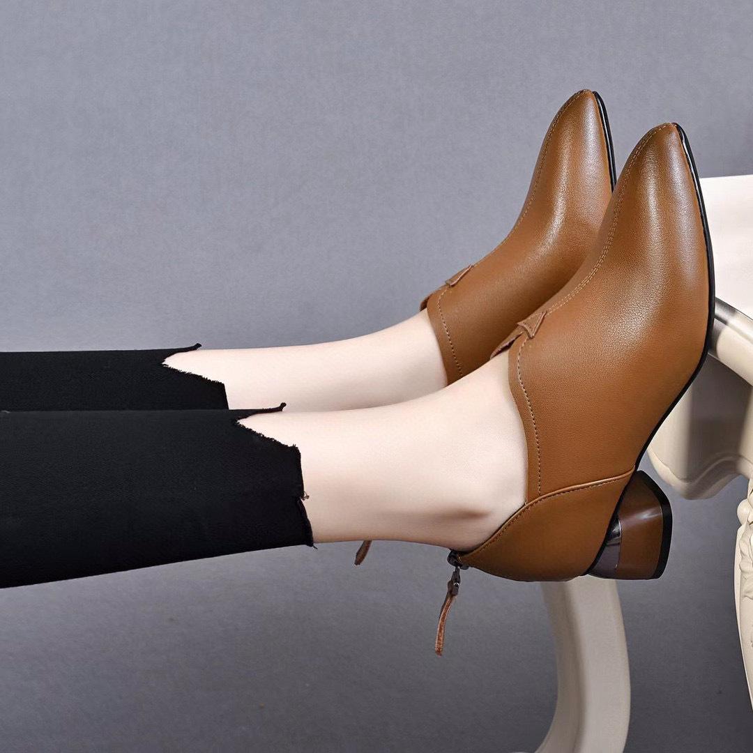 

Остроносые туфли-лодочки с глубоким вырезом, женская обувь, осень и зима, новый темперамент, задняя молния, модная обувь, коровья кожа, высокие каблуки 40