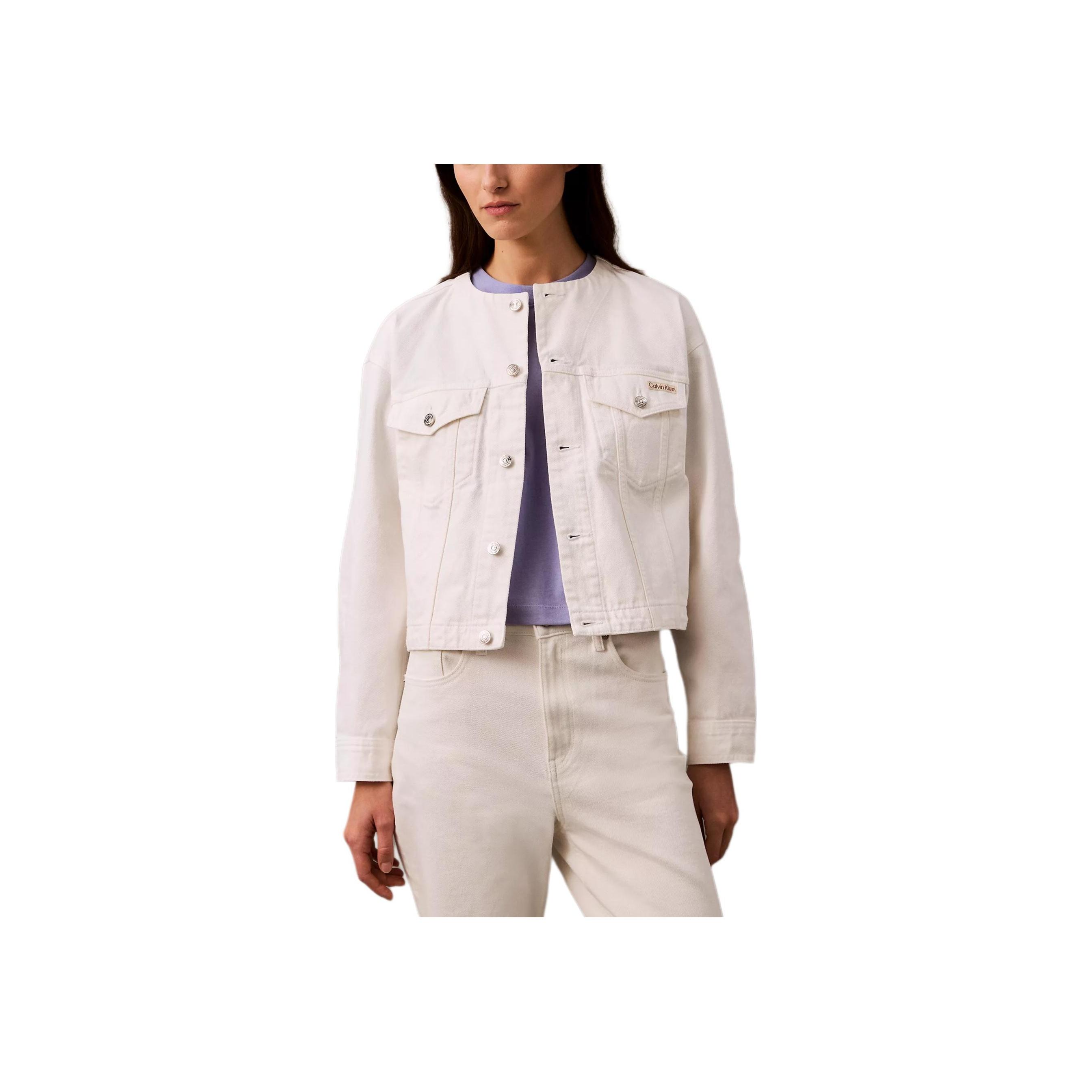 

Calvin Klein Удобная повседневная куртка без воротника с коротким рукавом Женские куртки Оптический белый 47B716G-100 XS