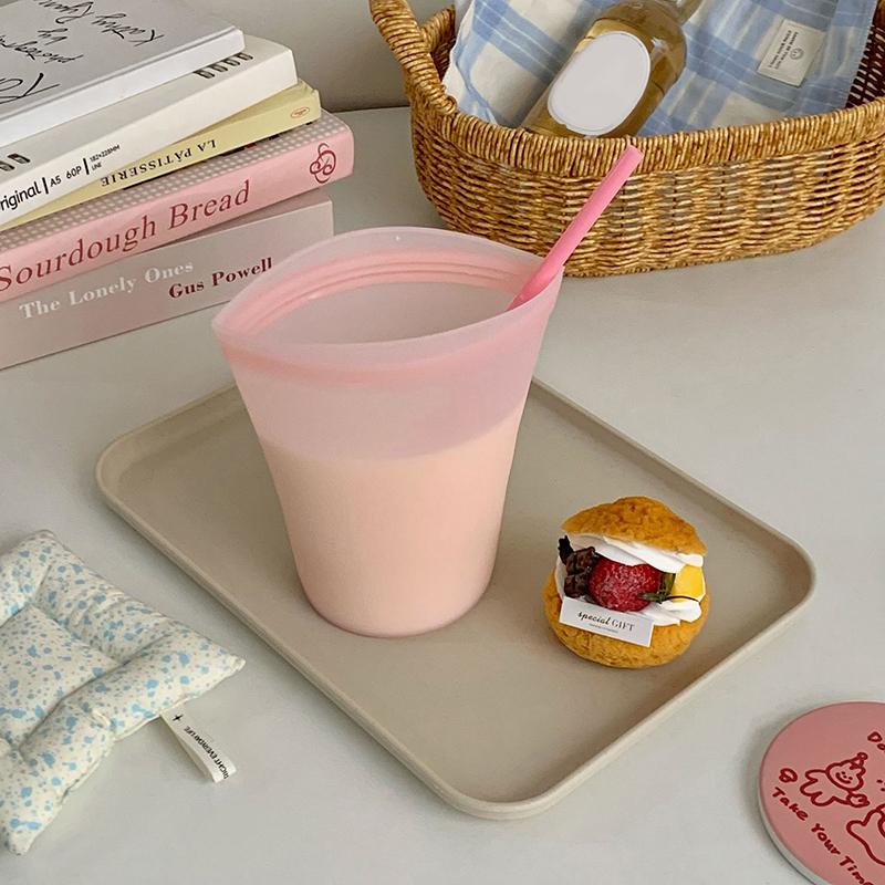 Portable Silicone Reusable Coffee And Milk Tea Cup Has Good Sealing Performance Clear Multi-Use Food Storage Bags