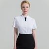 2025 Premium Women's Short-Sleeve Business Shirt with Tie Decoration - Solid Color, Dark Placket