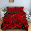 Floral Duvet Cover Set Full Size 3D Red Rose Bedding Set Microfiber Romantic Flowers Quilt Cover Wedding Valentine's Day Decor