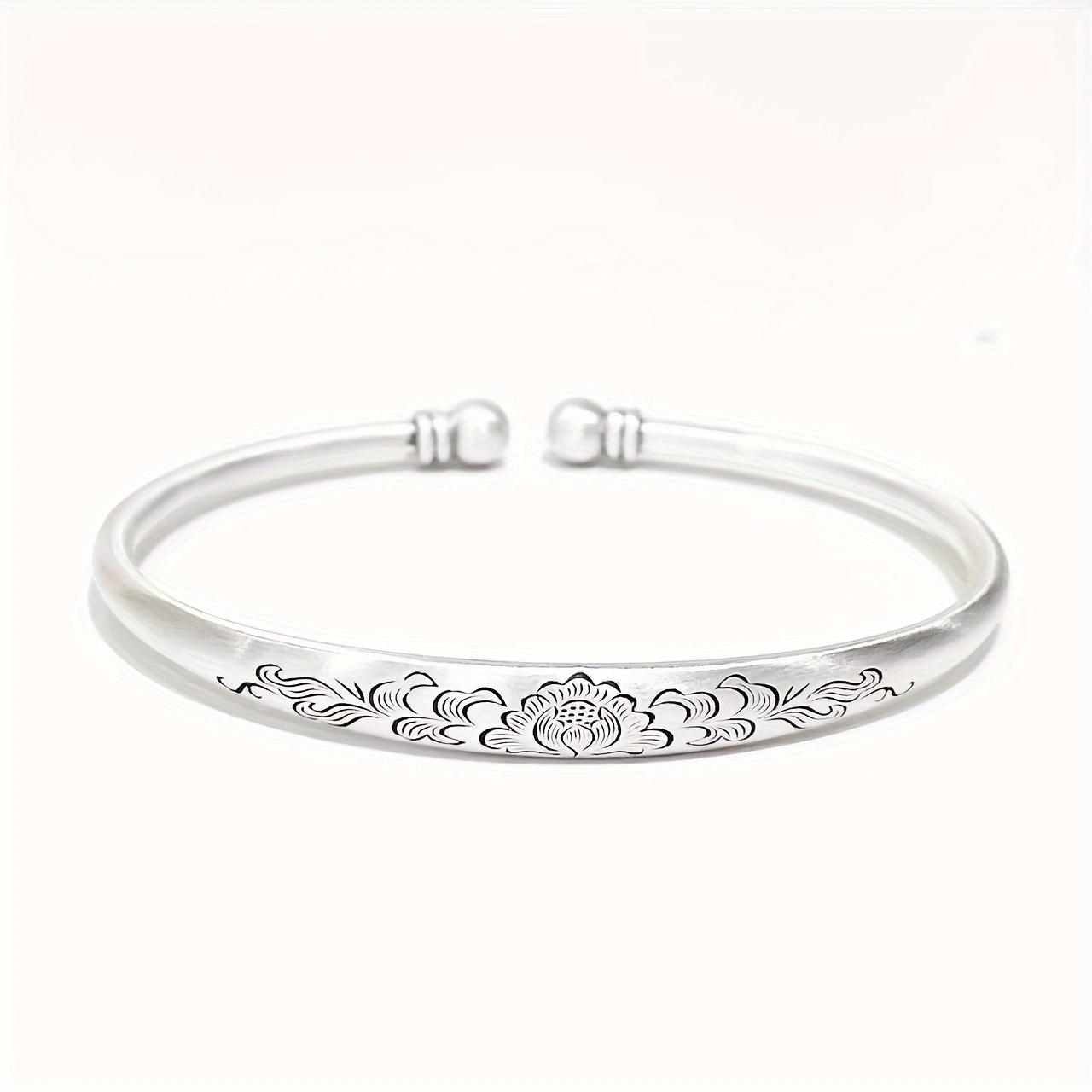 Elegant 925 sterling silver double-bead bracelet with exquisite floral pattern, adjustable size, made of 925 sterling silver Style 1