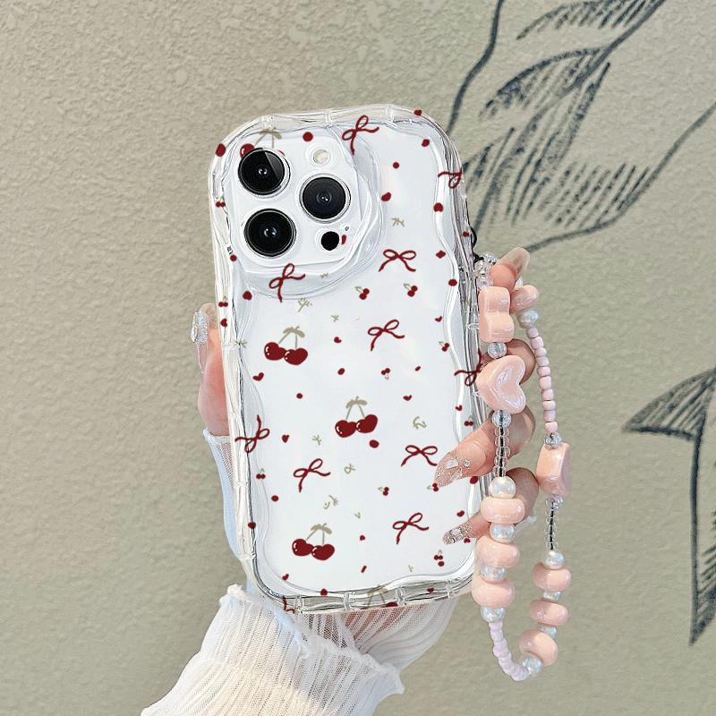 Pink Bowknot Chain Phone Case For Samsung Galaxy S25 FE S24 S23 S22 Ultra Plus FE A56 A55 A16 A06 A17 A53 5G Cover Clear  Soft