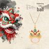 Retro Chinese Style Cloisonné Pendant with Imitation Hetian Jade Lion Dance Necklace for Women