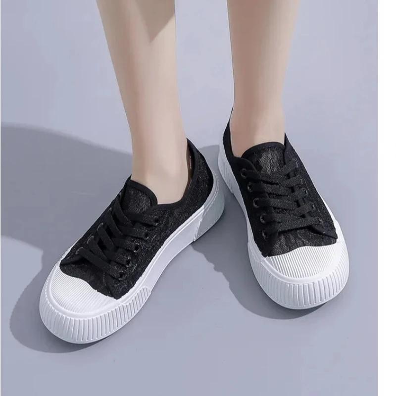 Summer Women Lace Casual Shoes Woman Breathable Mesh Sneakers Flats Platform Floral Loafers Comfort Shallow Walking Shoes 35-40