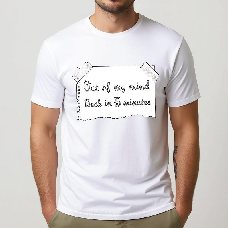 Streetwear Summer For Her Tshirt Out Of My Mind Back In 5 Minutes Short Sleeve Cotton Crew Neck Tshirt Cotton Top Tees