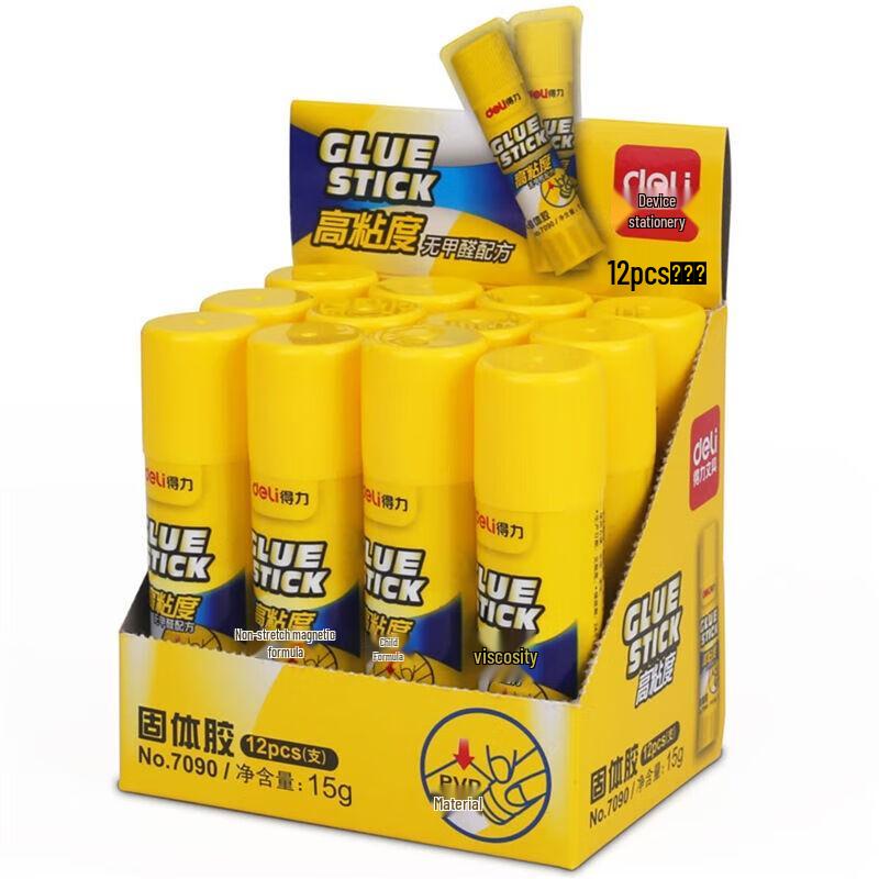 Deli 7090 White Solid Glue Sticks, 12-Pack