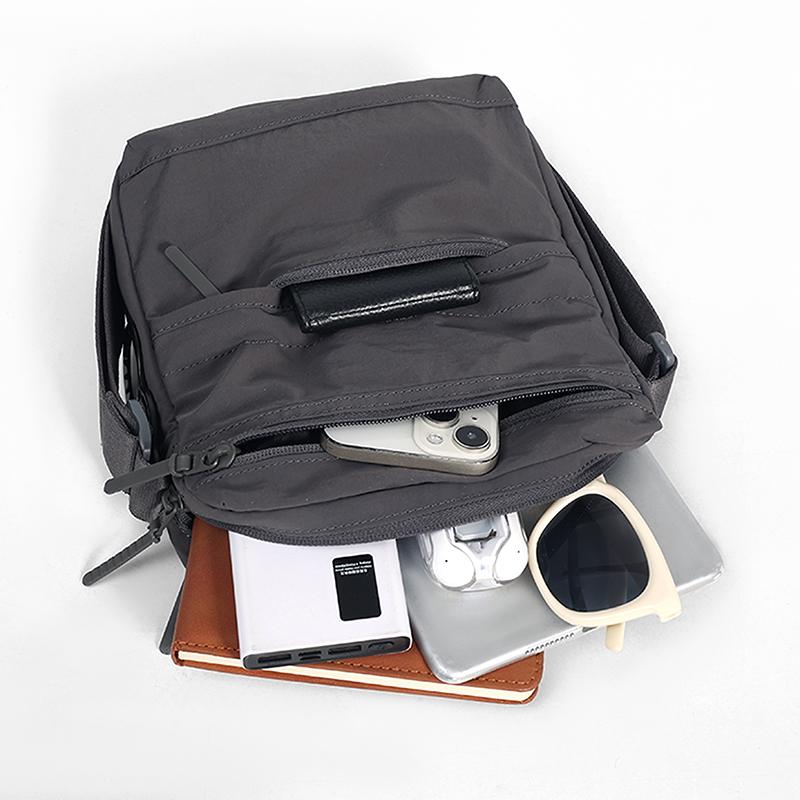 Men's Shoulder Bag Vertical Crossbody Bag Solid Color Nylon Bag