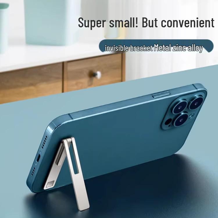 Invisible Desktop Phone Holder and Stand with Metal Ring Buckle - Portable, Adhesive Back Support