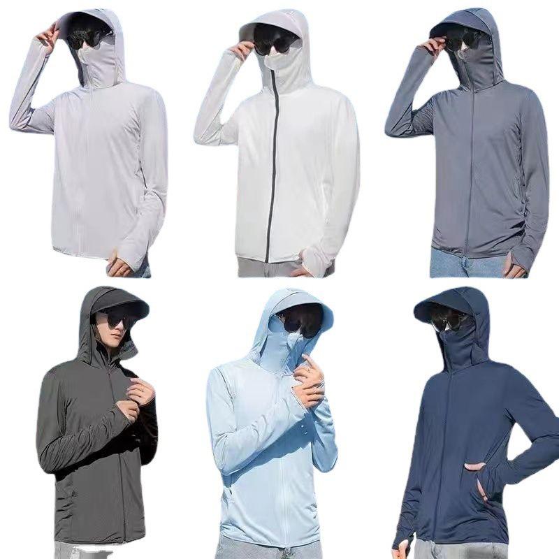 Men’s Ultra-Thin Hooded Ice Silk Windbreaker: Breathable Summer Jacket for Outdoor Fishing and Sun Protection.