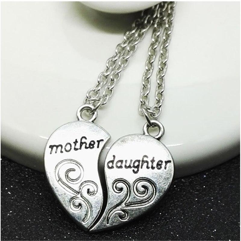 2 Stück Antik Versilbert Halskette Modisch Mutter Schöne Tochter Kombination Für Liebe Eltern Kind Stil Schmuck