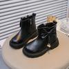 Girls Leather Boots with Big Sweet Bows Kids Ankle Boots Round Toes Soft Sole  Autumn Children Princess Short Boots Elegant