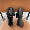 Women's High Heels Loafers Bow Tie Round Toe Square Heel Slip on Women Shoes Square Heel Round Head Patent Leather Leisure Shoes