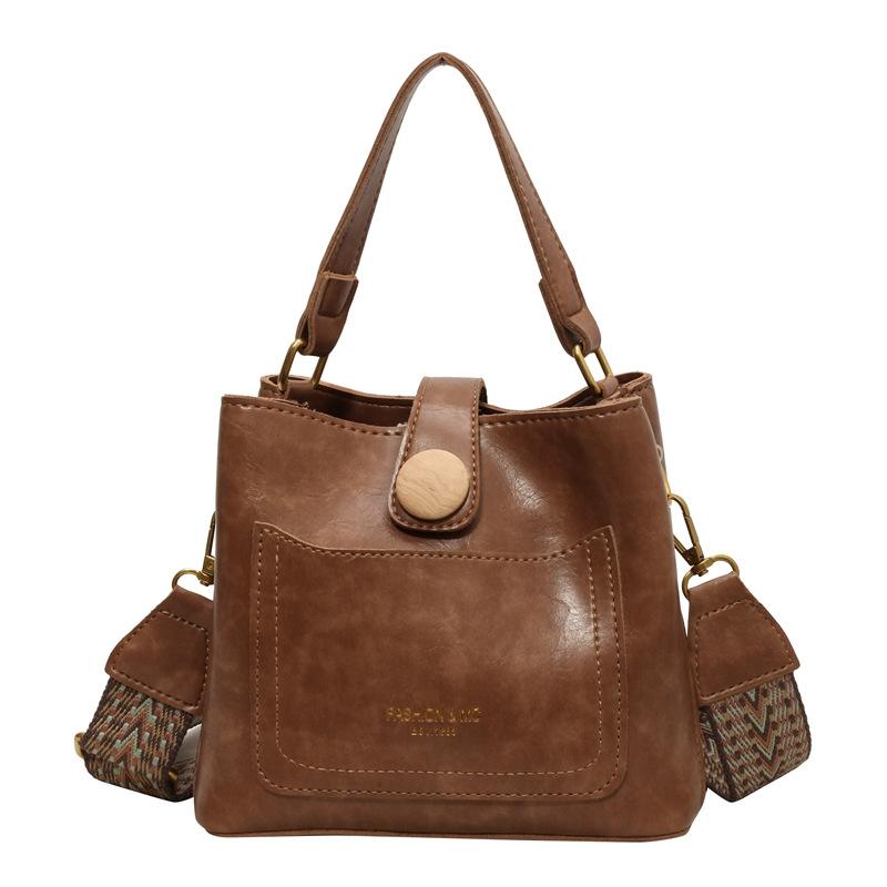 

Сумка-ведро Женская Новая Широкий плечевой ремень Сумка-мессенджер Сумка коричневый