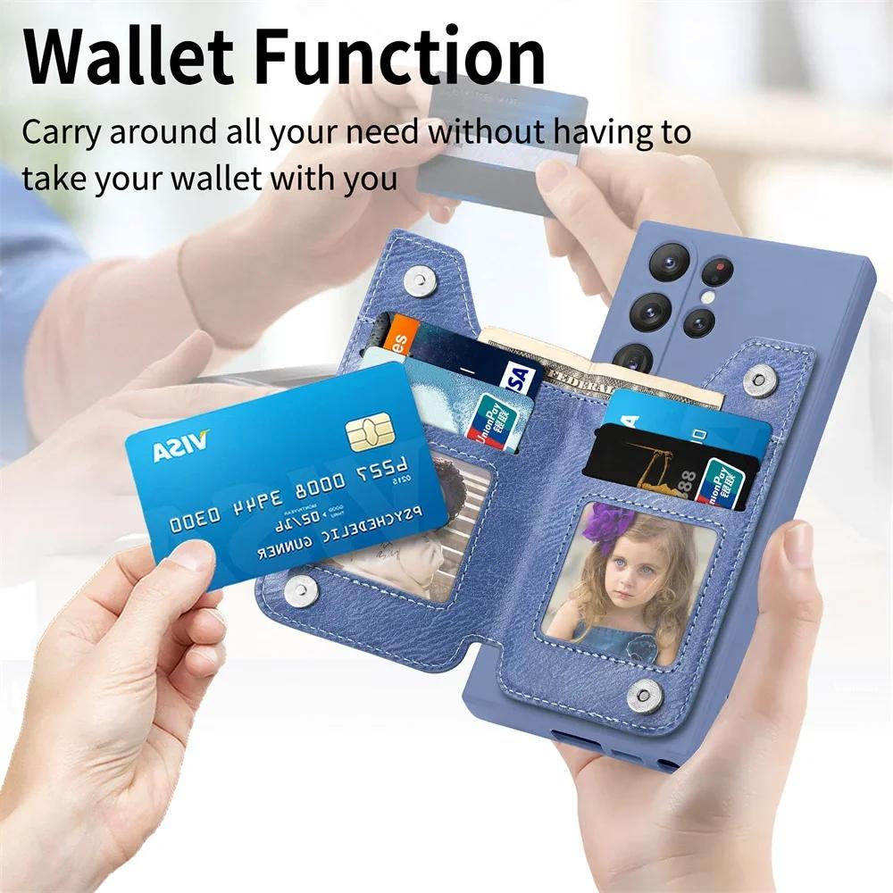 Luxe Wallet Case met Rits Camera 360 Bescherming Achterkant voor Samsung Galaxy S24 S23 S22 S21 S20 Ultra Plus S8 S9 S10 Cover