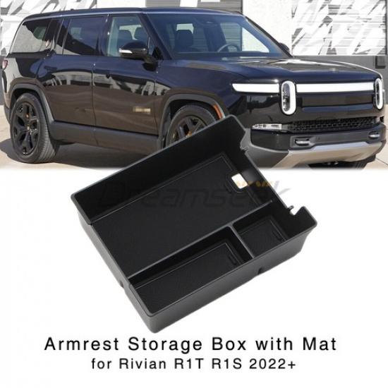 Center Console Organizer for Rivian R1T R1S + Armrest Storage Box Tray Glove