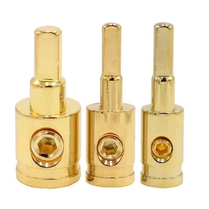 1Pcs 0GA 4GA 8GA Gold Silver Audio Amp Input Adapter Power Ground Wire Terminal Pure Copper Car Audio Connector